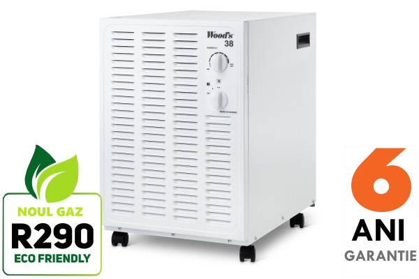 Dezumidificator si purificator Woods SW38FW Suedia, filtru SMF, 2 trepte ventilator, suprafata 140 mp, garantie 6 ani
