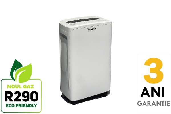 Dezumidificator Woods MDX14 Capacitate 10 litri/zi silentios setare umiditate afisaj electronic timer, suprafata 40 mp