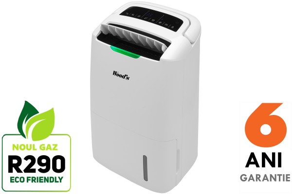 Dezumidificator si Purificator Woods AD20G filtre ION HEPA 23 litri/zi Indicator calitate aer Timer 100 mp